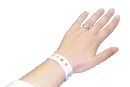 Tyvek wristbands are sometimes known as paper wristbands. Our Tyvek wristbands will not tear or stretch. The ink we use to imprint on the Tyvek wristbands will not wash off or run in swimming pools. They are comfortable and adjust to any size and are easily applied to the wrist with an adhesive strip.